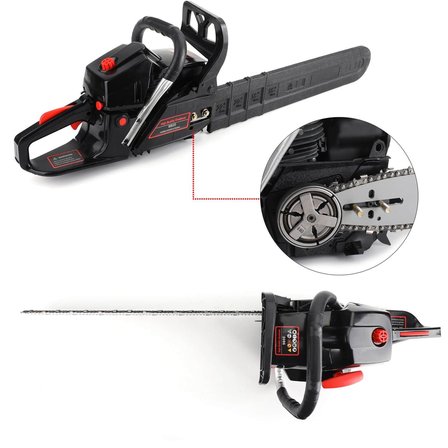 62cc Gas Chainsaw with 20-Inch Bar, 2.5kw 2-Stroke Engine for Tree Cutting & Garden Pruning