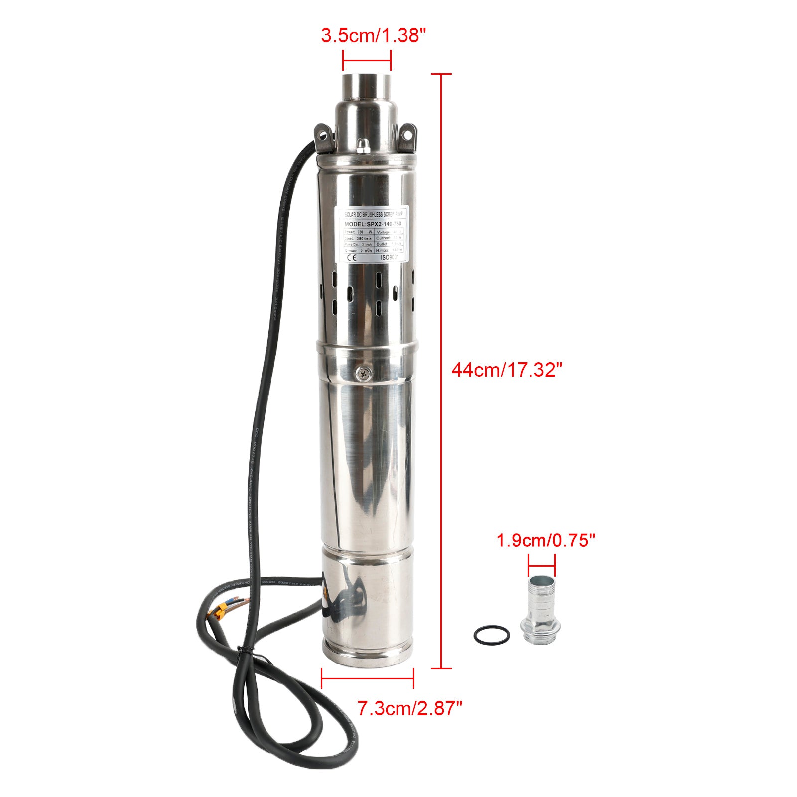 Off-Grid 3inch Solar Pump â€?48V 750W Submersible for Deep Wells