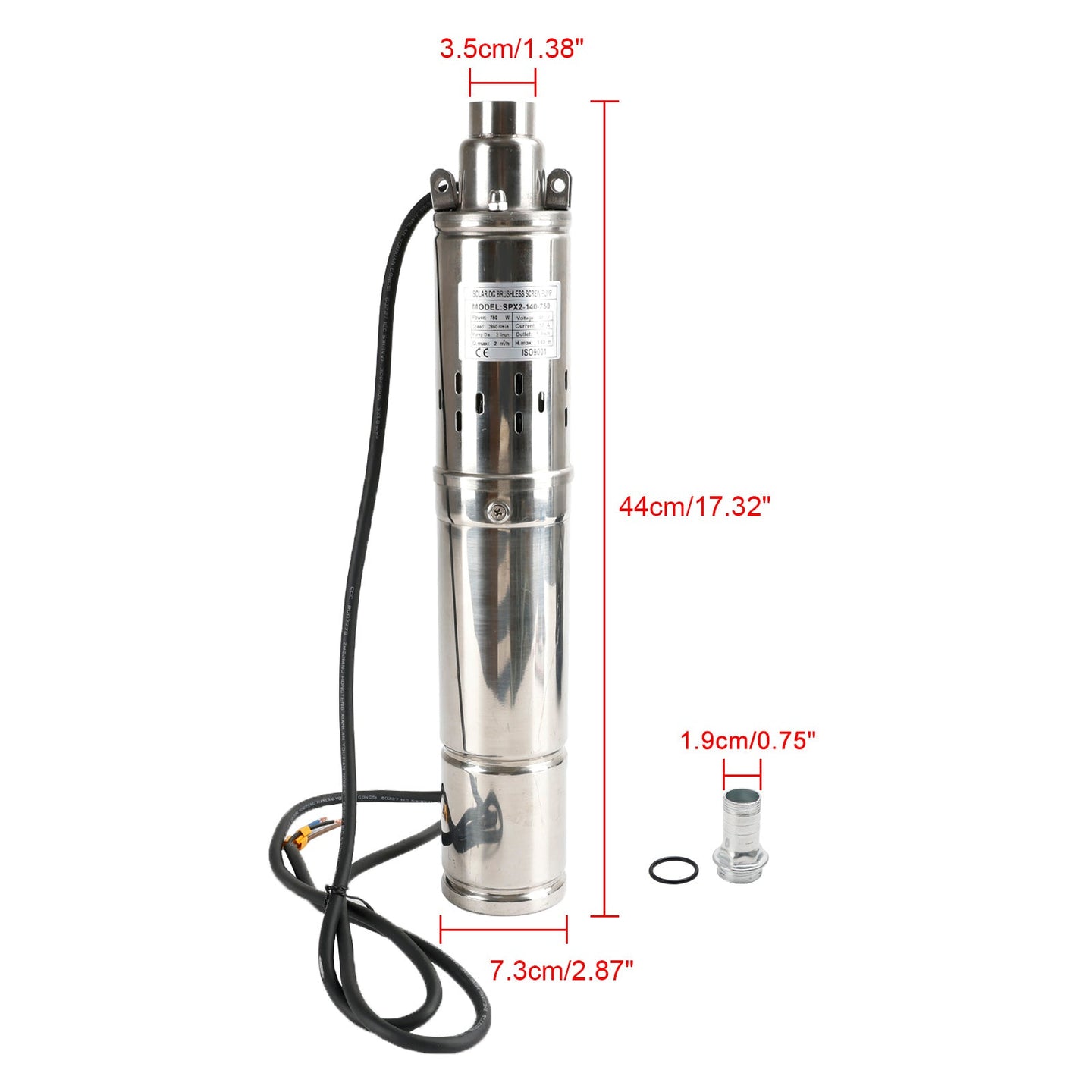Off-Grid 3inch Solar Pump â€?48V 750W Submersible for Deep Wells