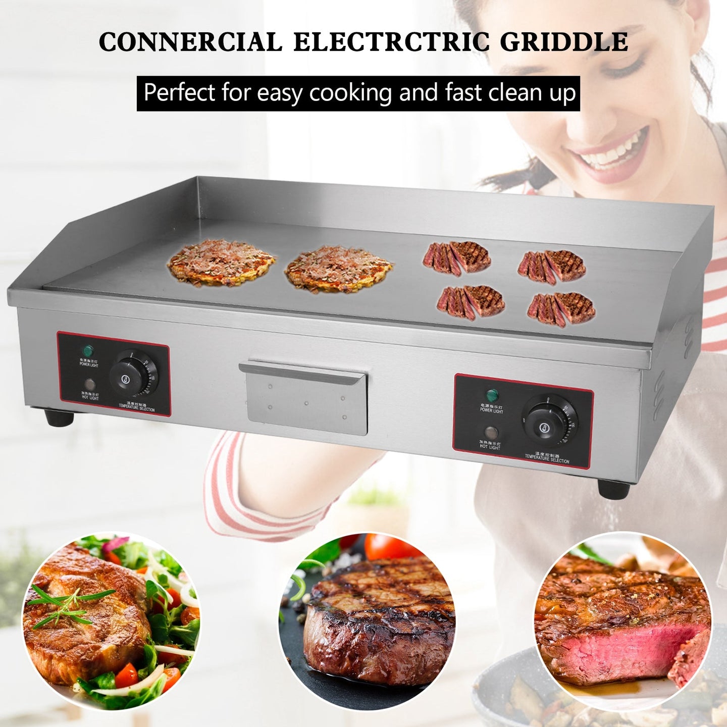 30inch Commercial Electric Griddle Countertop Griddle Grill Countertop Grill 4400W