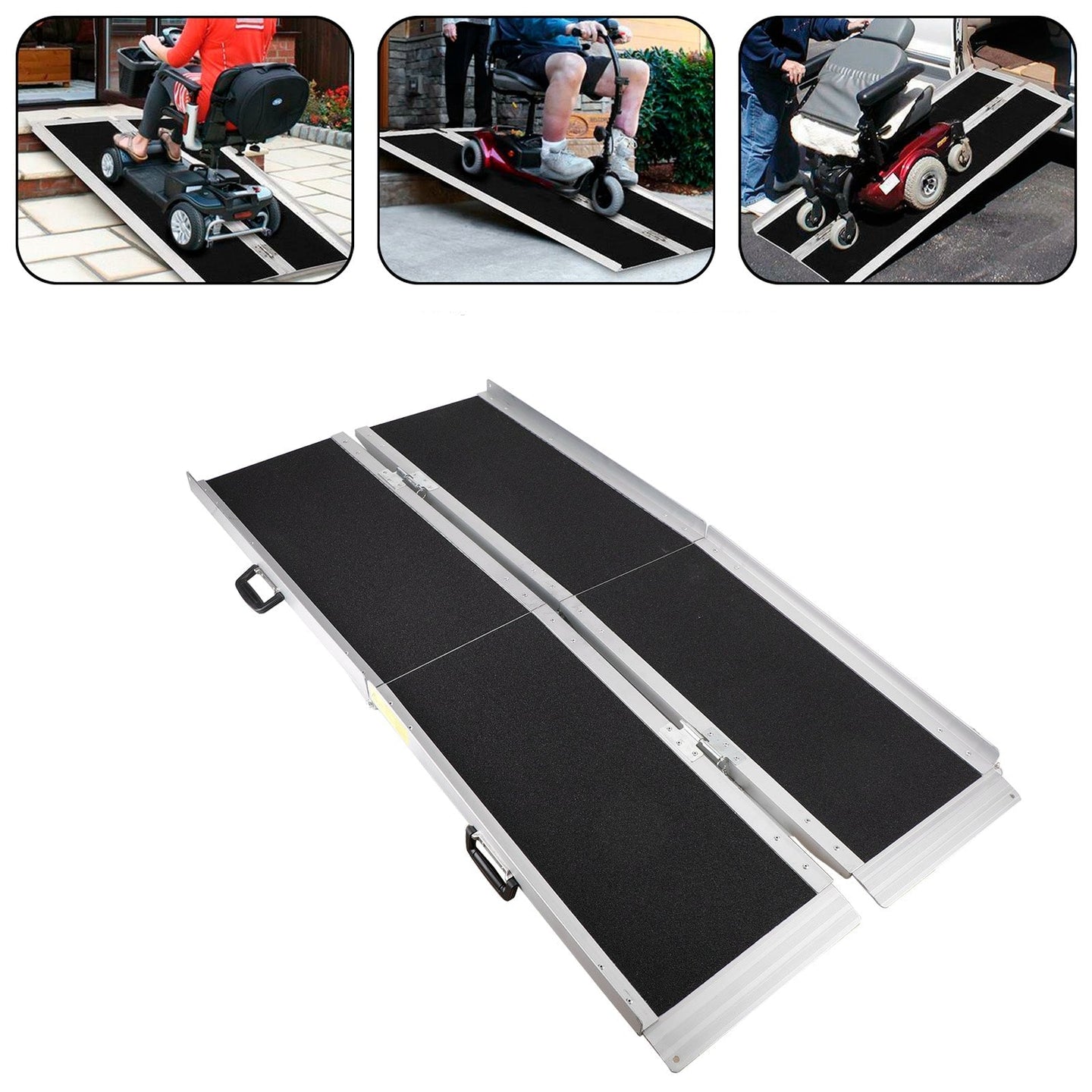 5FT Portable Wheelchair Ramp Non Skid Aluminum Foldable Mobility Scooter Ramp