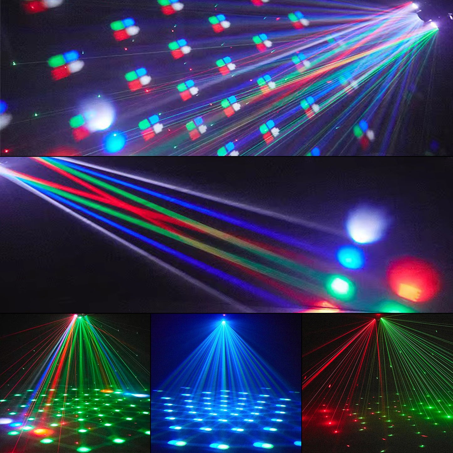 4-in-1 LED Moving Head DJ Light with Laser, Strobe, RGBW Beam & Magic Ball Effects, DMX Stage Lighting for Parties