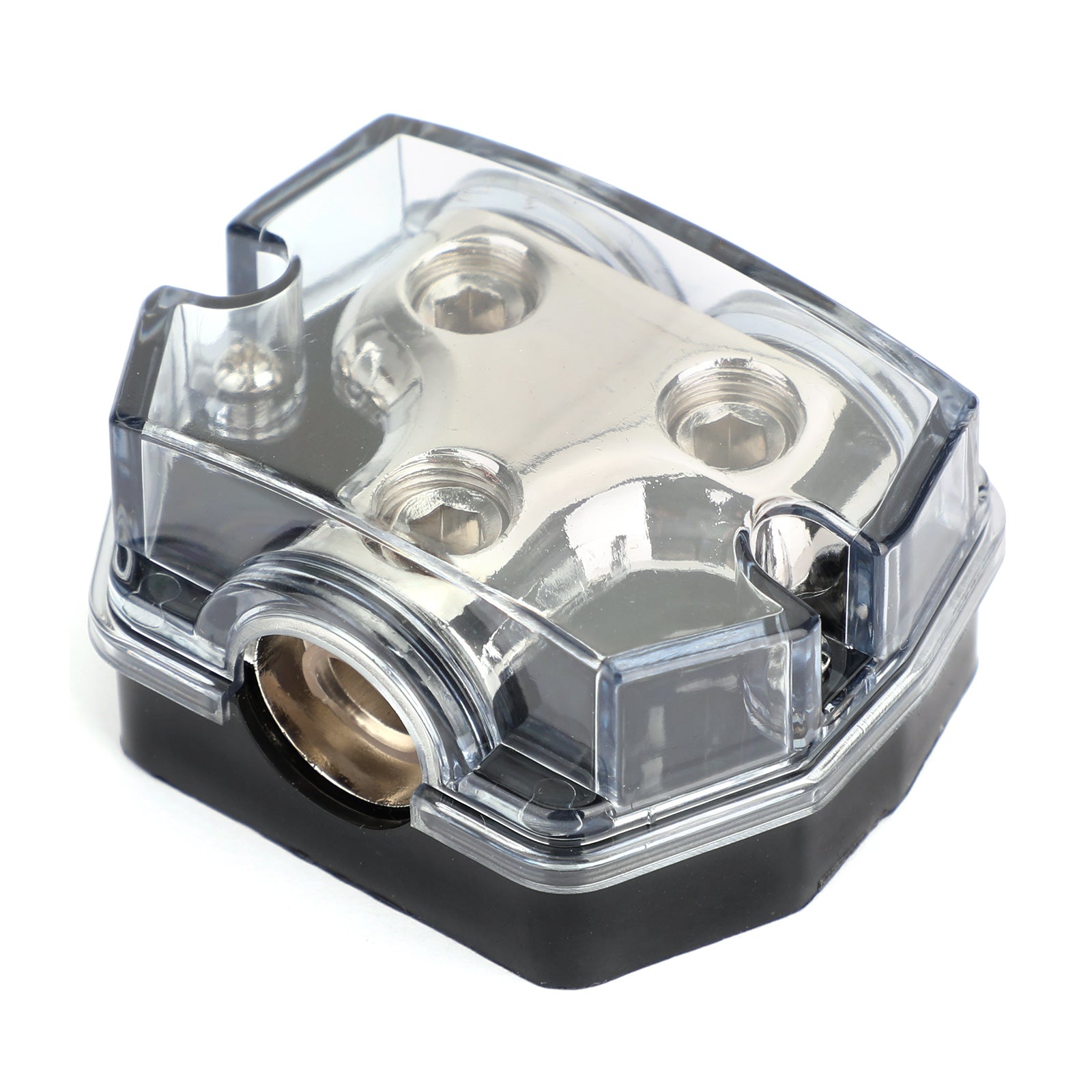 Plastic housing Distribution Block 1x0 In 2x0 GA Out Block Splitter Fusebox Heat resistant Splitter Nickel Plated Clear Cover for Car Audio Marine