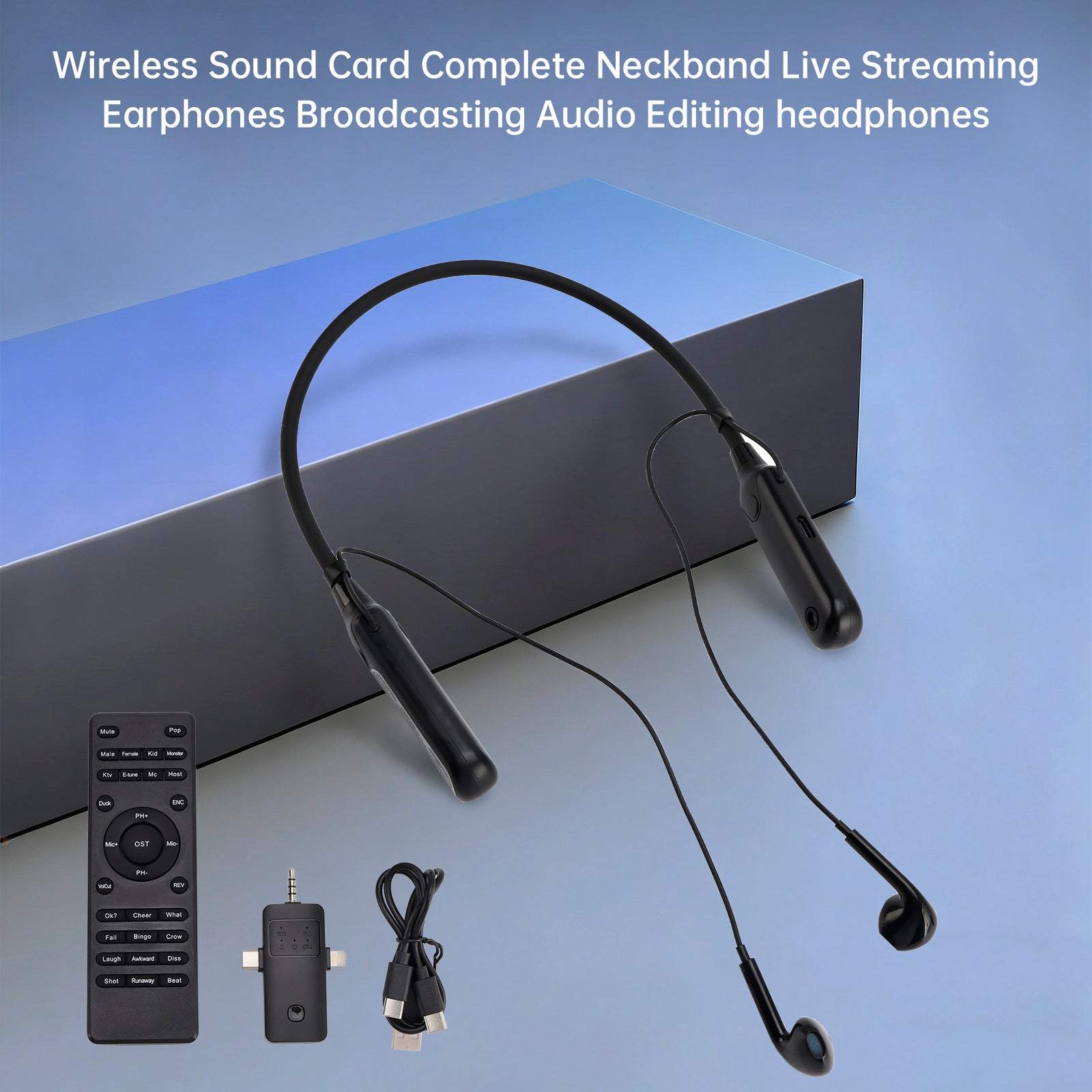 Wireless Sound Card Complete Neckband Live Streaming Earphones Editing Headphone
