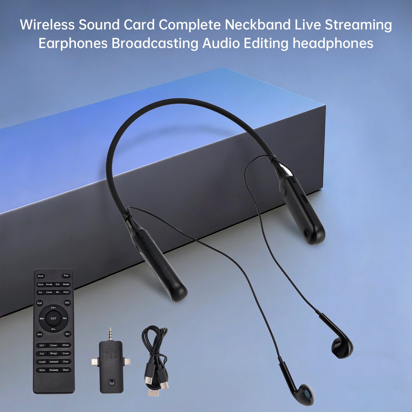 Wireless Sound Card Complete Neckband Live Streaming Earphones Editing Headphone