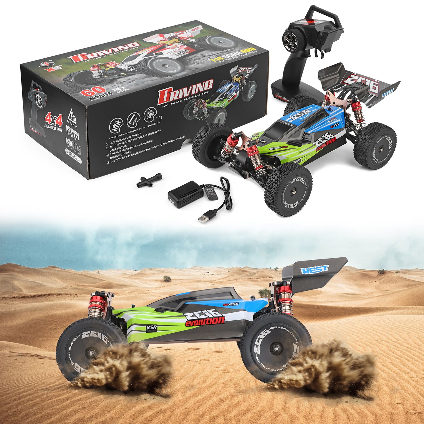 WLtoys 144001 RTR 2.4GHz 60km/h High Speed Drift Racing Car Remote Control Car
