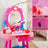 Toddler Makeup Table with Mirror and Chair Kids Vanity Set with Blowdryer for 3+