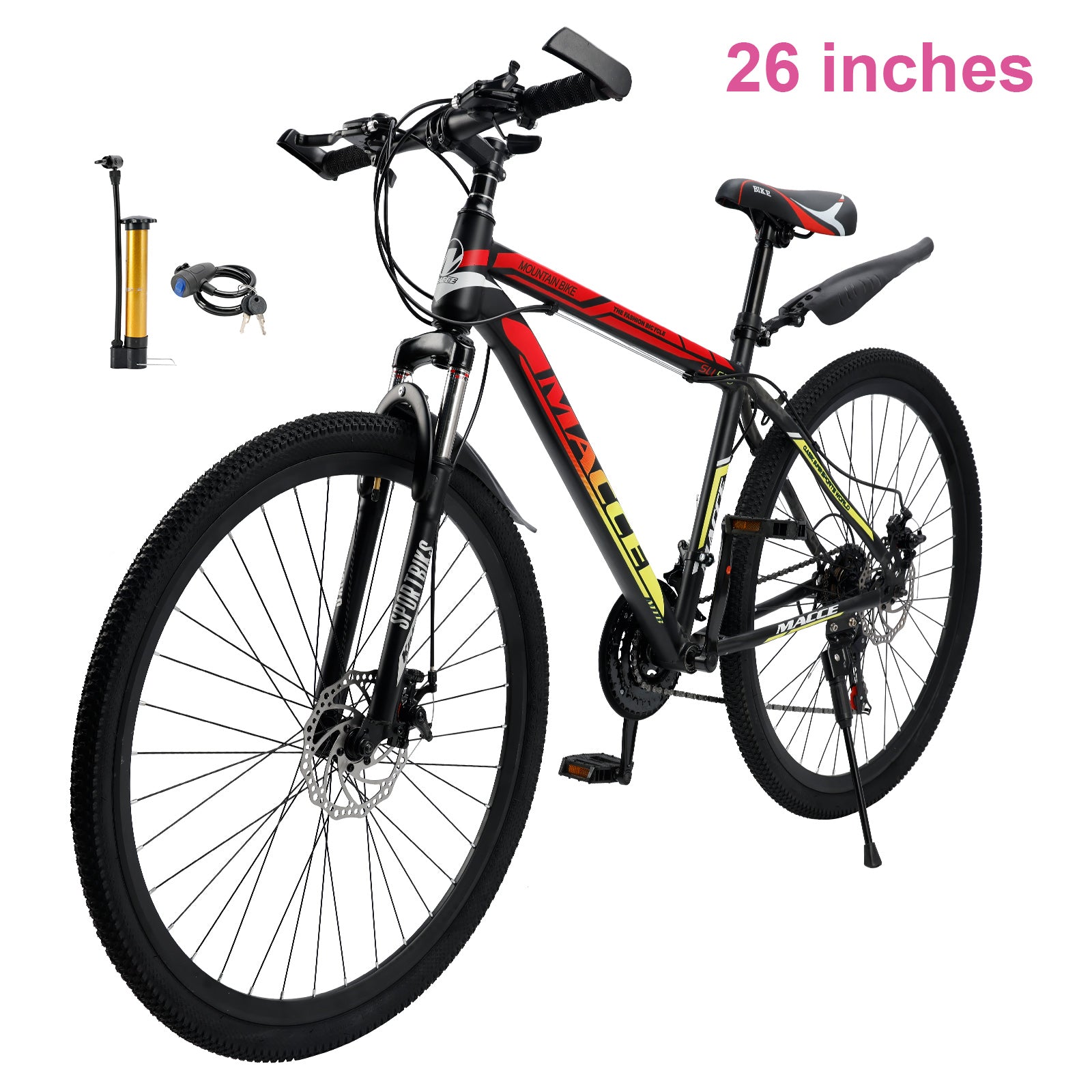 26 inch 24-Speed Mountain Bike with Suspension & Dual Disc Brakes