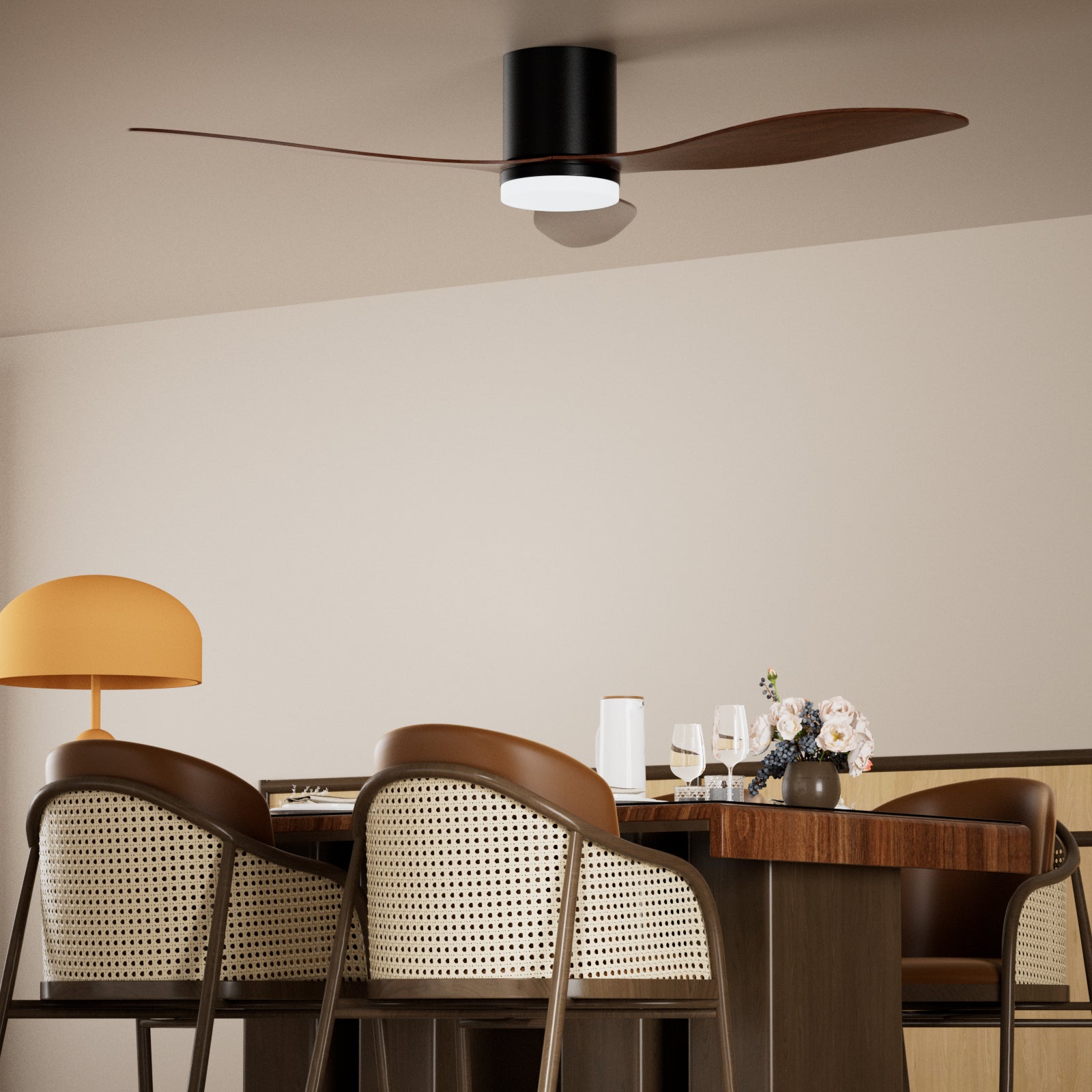52-Inch Smart Ceiling Fan with Light, Quiet DC Motor, Remote & App Control, Dimmable 3-Color LED, 6-Speed Reversible