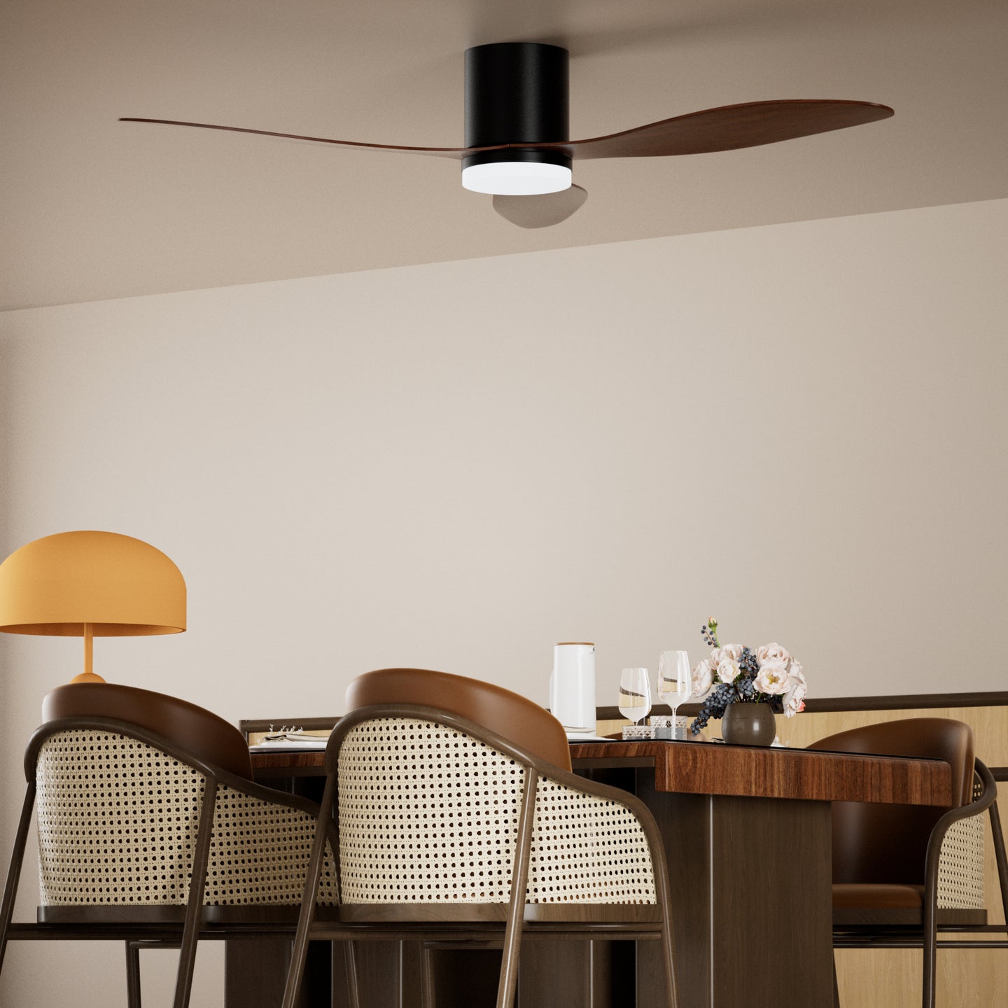 52-Inch Smart Ceiling Fan with Light, Quiet DC Motor, Remote & App Control, Dimmable 3-Color LED, 6-Speed Reversible