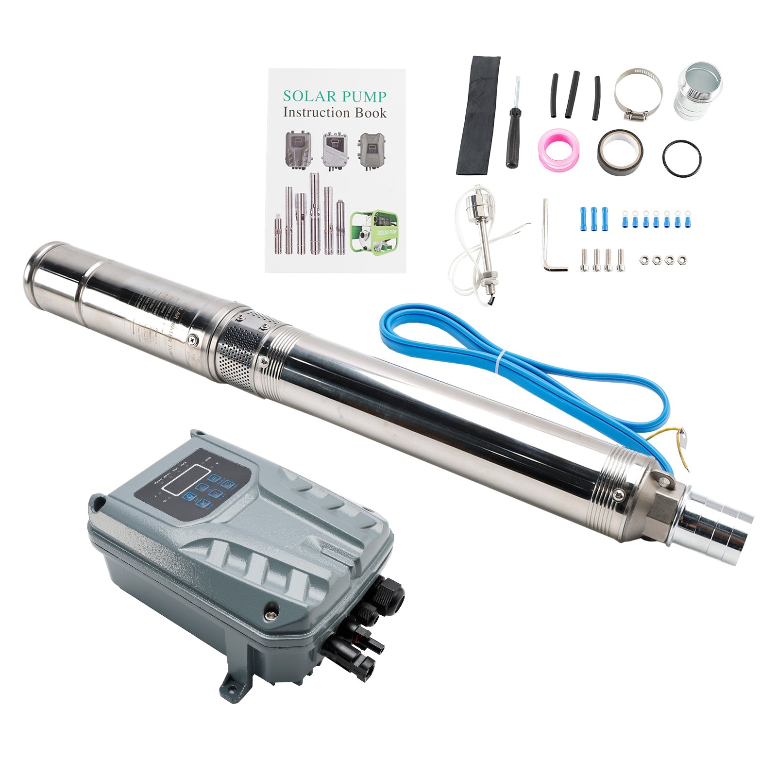 600W 48V Solar Submersible Water Pump with MPPT Controller – 3 Inch Deep Well Pump for Farm & Irrigation