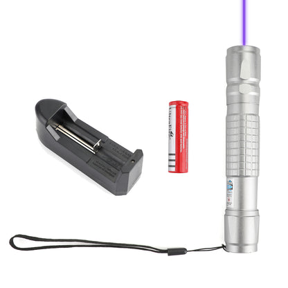 405nm 5mW Rechargeable Blue-Violet Laser Pointer Kit with 18650 Battery & Charger, High Power Pen for Presentations