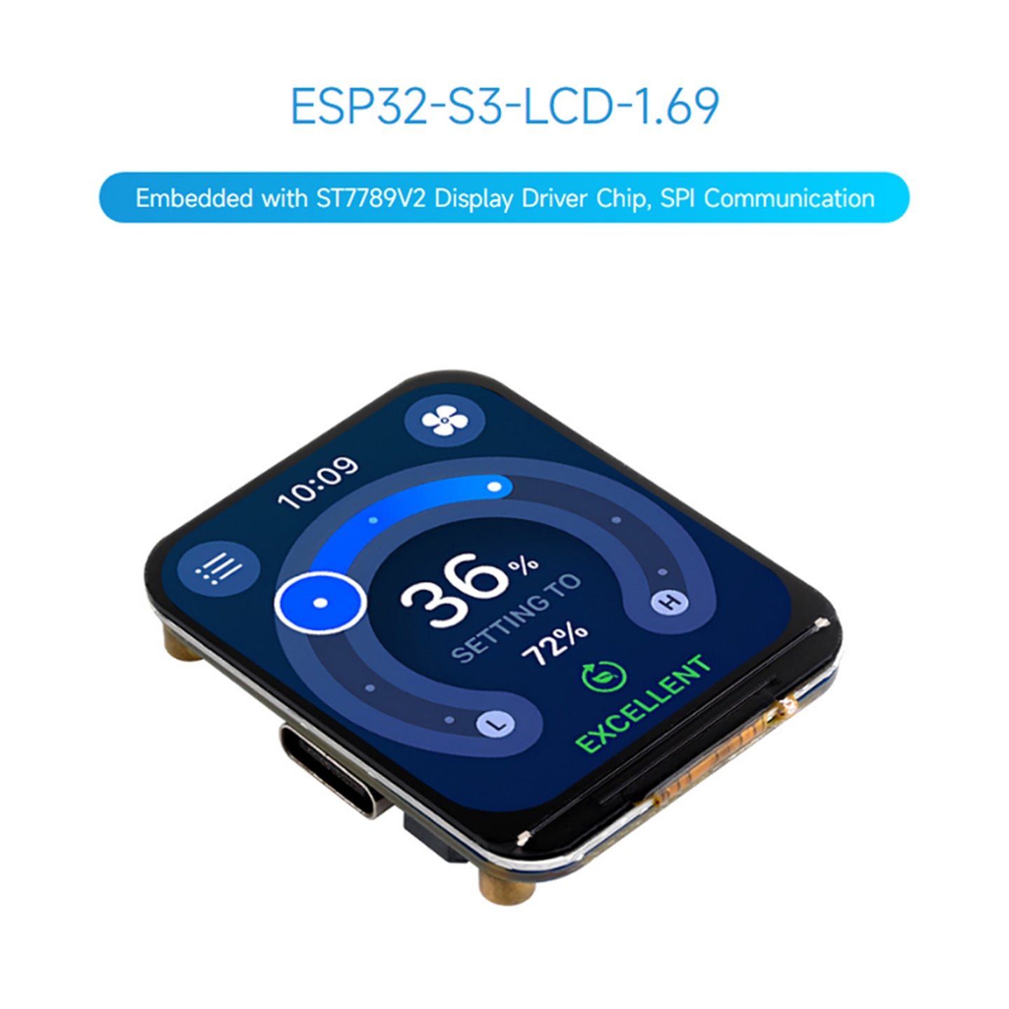 ESP32-S3 1.69inch Touch Screen Development Board 240MHz Processor 262K Color LCD