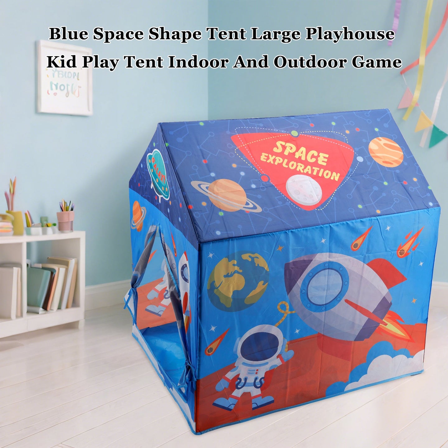 Kids Play Tent Playhouse – Large Indoor Outdoor Space-Themed Tent for Boys & Girls, Fun Children’s Toy House