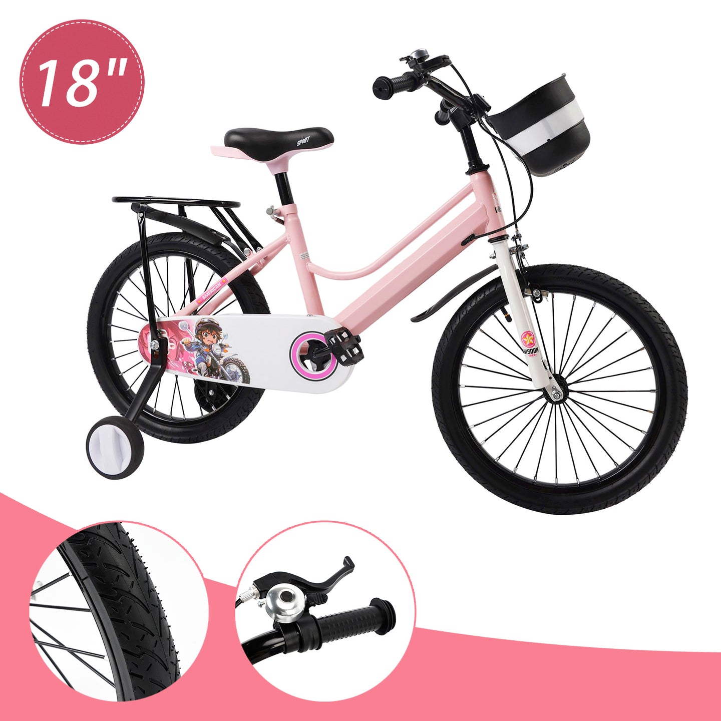 16" Kids Bike for Boys and Girls with auxiliary wheels & Rack Dark Blue