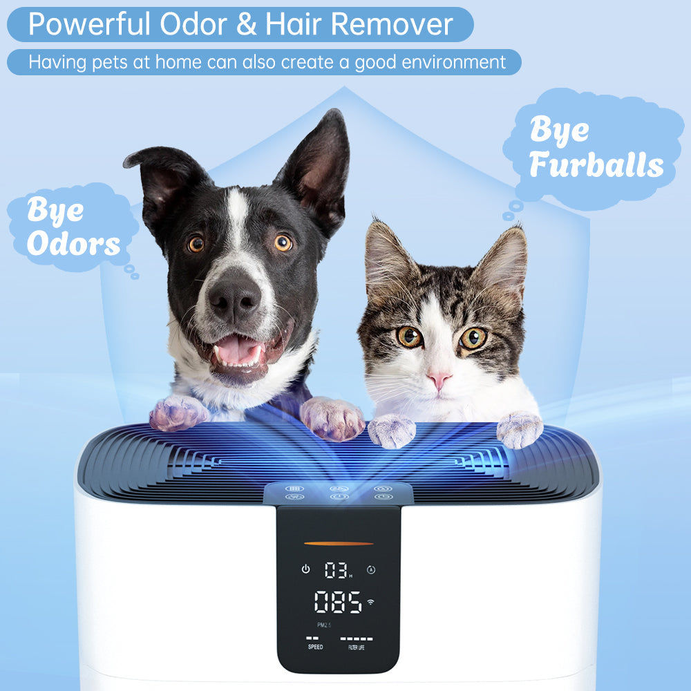 Large Room Air Purifier for 2400 Ft² with WiFi & Washable Filter, for Home Bedroom