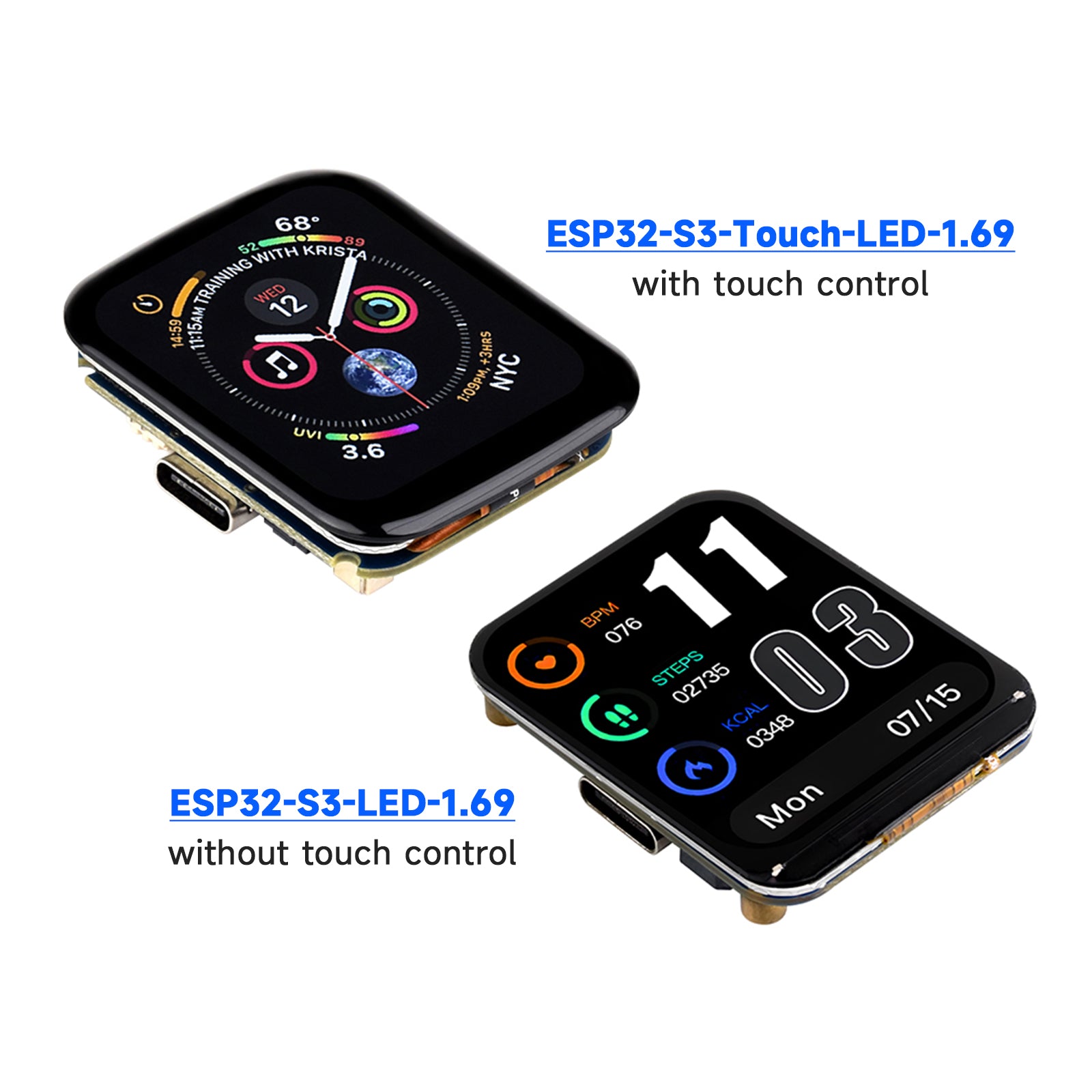 ESP32-S3 1.69inch Touch Screen Development Board 240MHz Processor 262K Color LCD