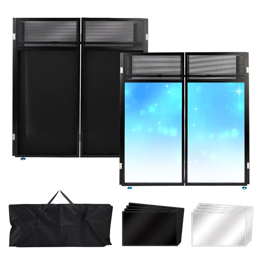 Portable DJ Facade Table Station 45"x42" Event Booth Facade Metal Foldable Frame