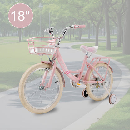 16"/18" Child Bicycle Girls Bike with auxiliary wheels & Rack & Basket