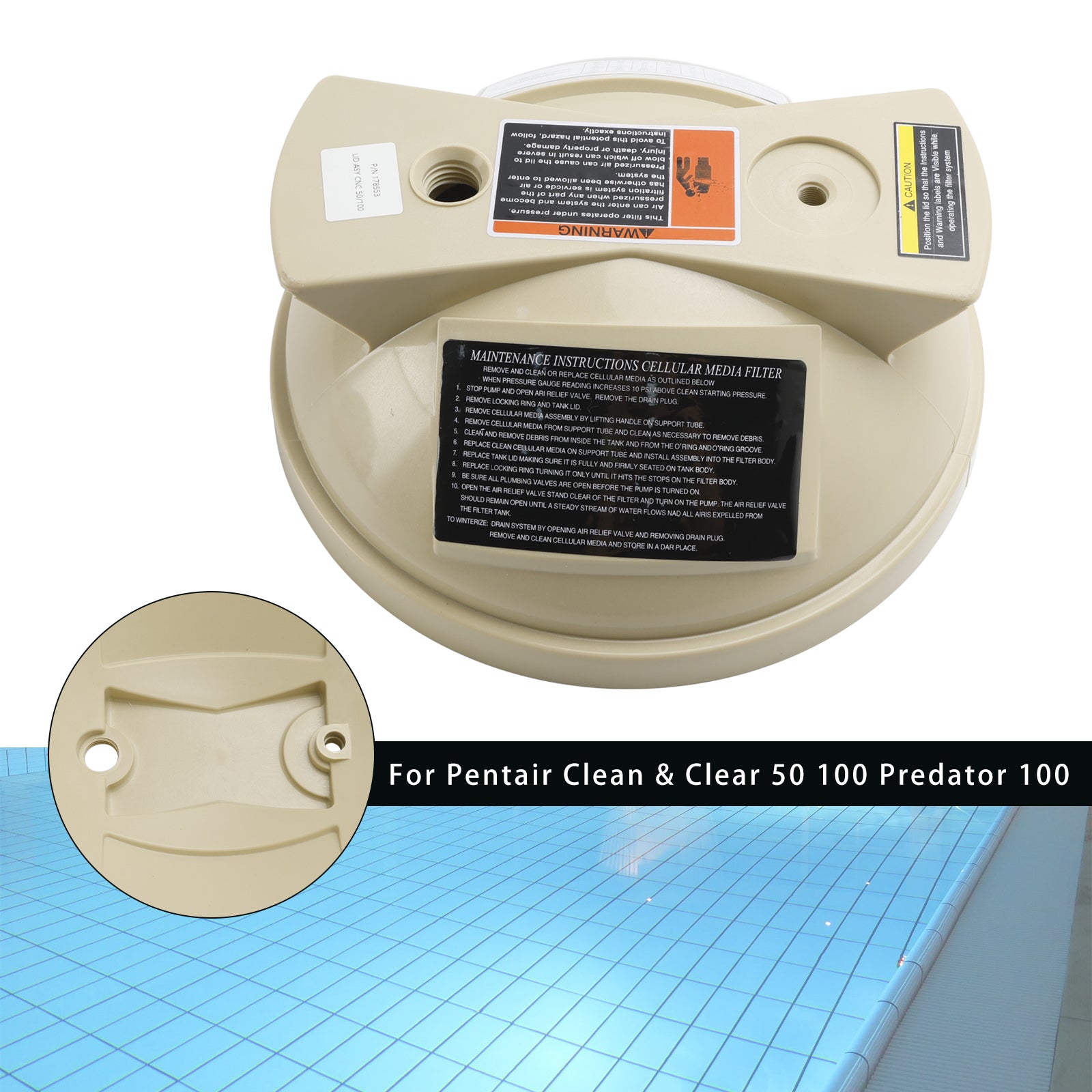 Filter Cover Lid 178553 For Pentair Clean & Clear 50 100 Predator 100