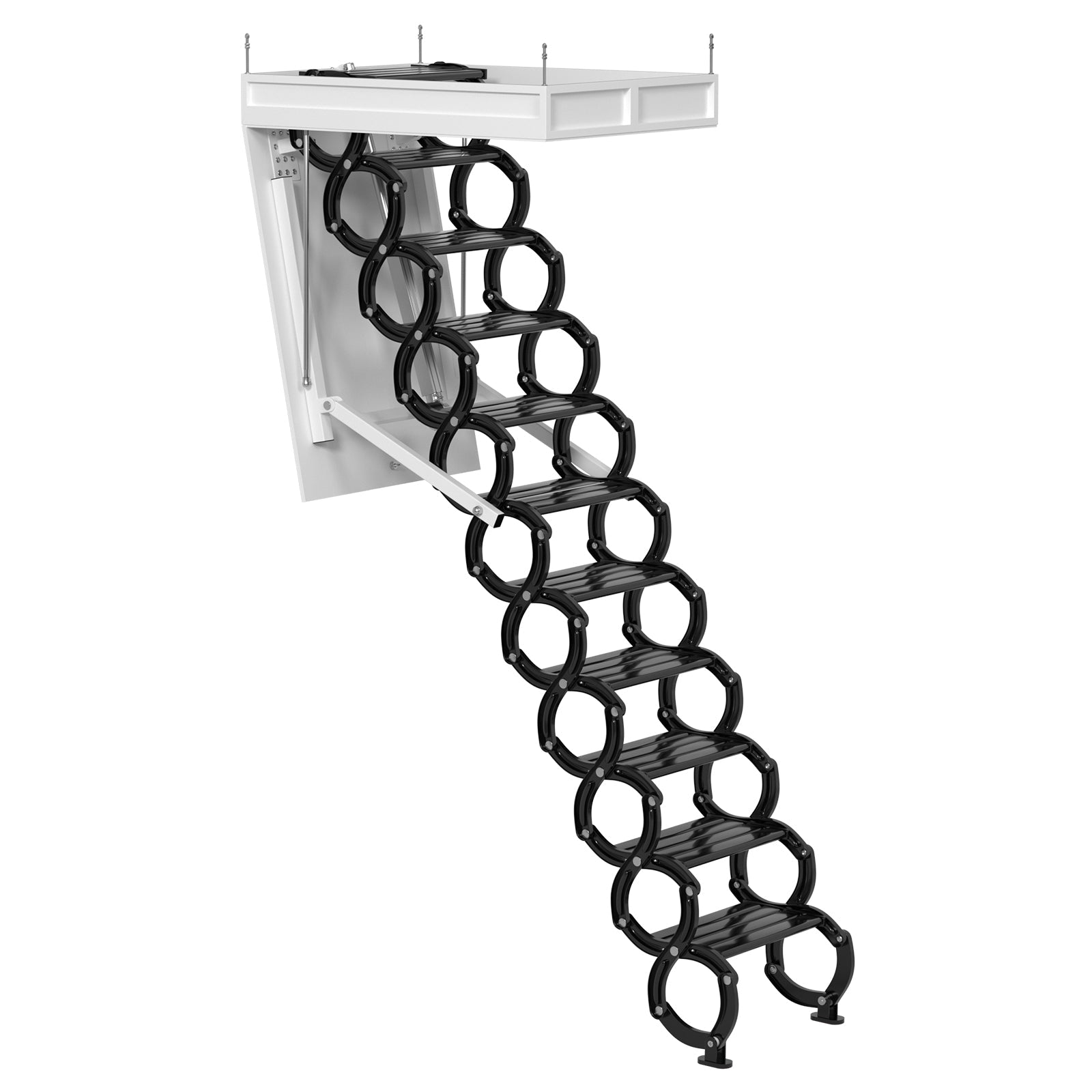 Electric Folding Attic Ladder with Remote Control, 11-Step Automatic Loft Stairs for 9.5ft Ceilings, Fits 39.37" x 27.5" Opening
