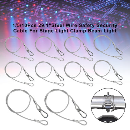 1/5/10Pcs 29.1"Steel Wire Safety Security Cable For Stage Light Clamp Beam Light