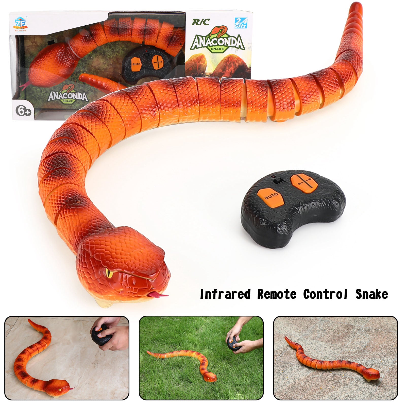 RC Anaconda Snake Remote Control Infrared Animal Prank Toy Gift For Children
