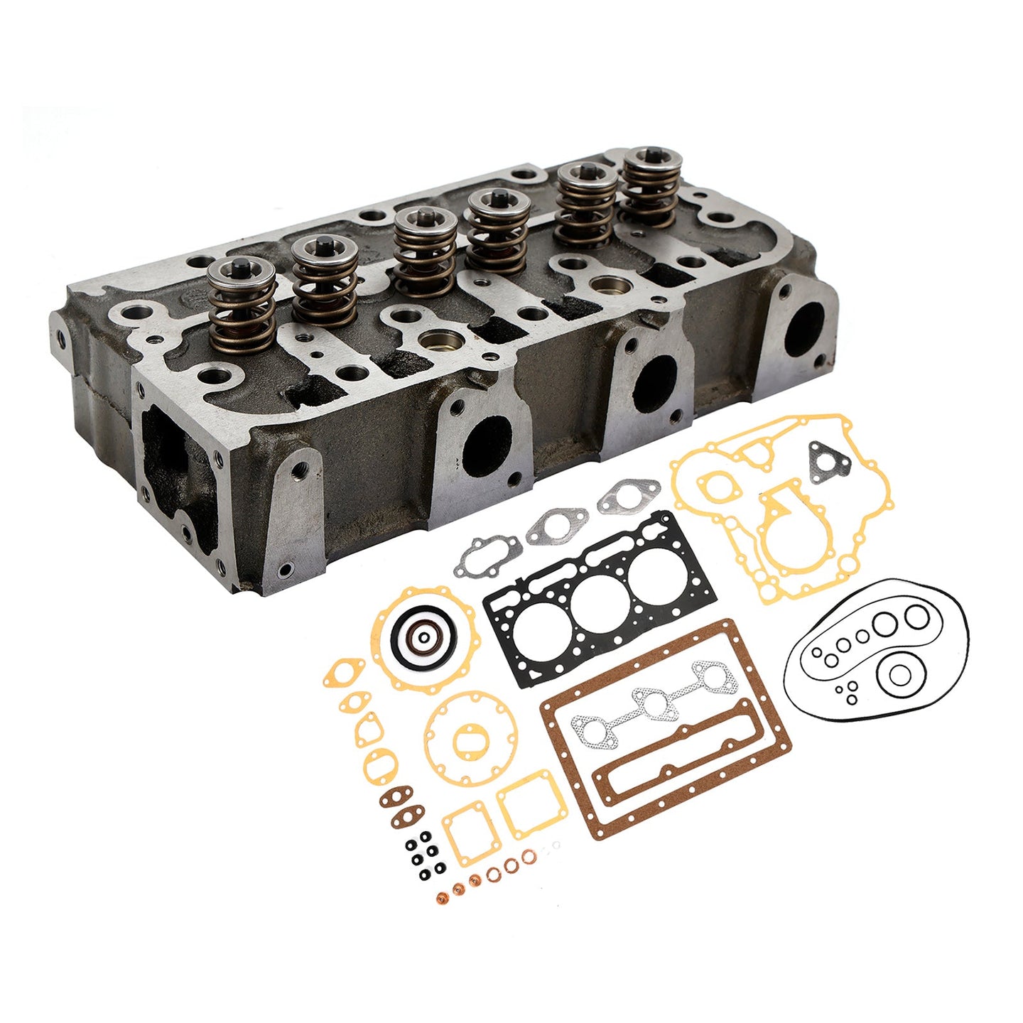 Complete Engine Cylinder Head Assembly with Valve Spring & Gasket Kit for Kubota D1305 RTV1100