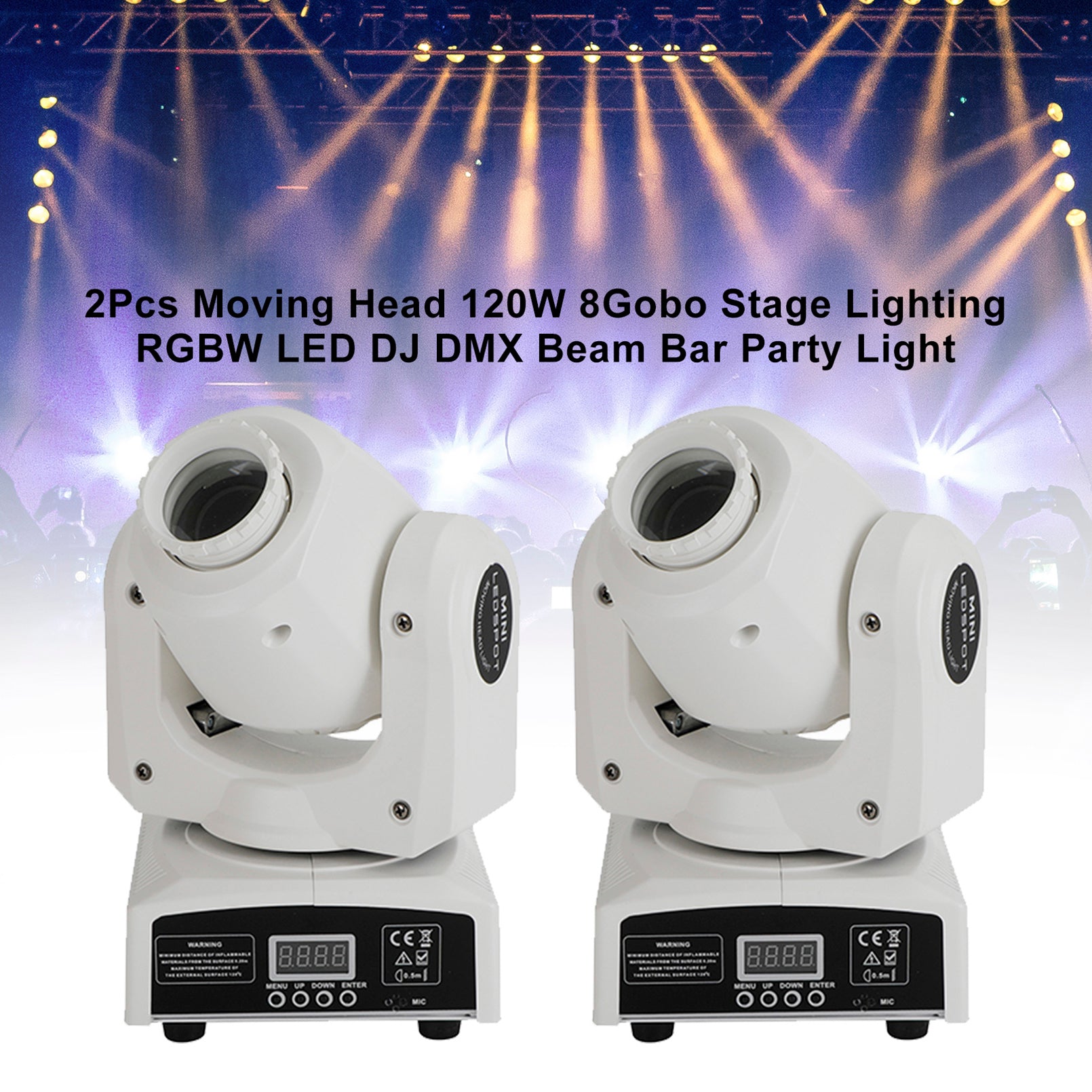 2Pcs Moving Head 120W 8Gobo Stage Lighting RGBW LED DJ DMX Beam Bar Party Light (Copy)