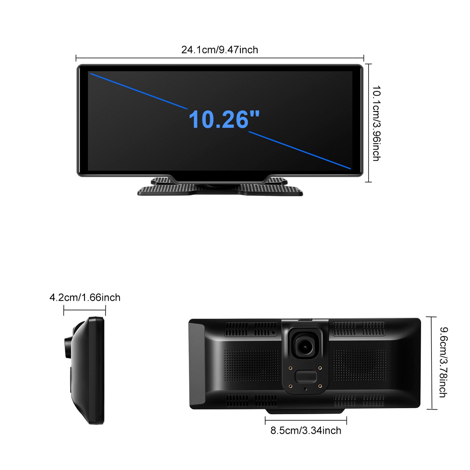 10.26" Portable Bluetooth Car Navigation Wireless Carplay Car Radio AHD Camera