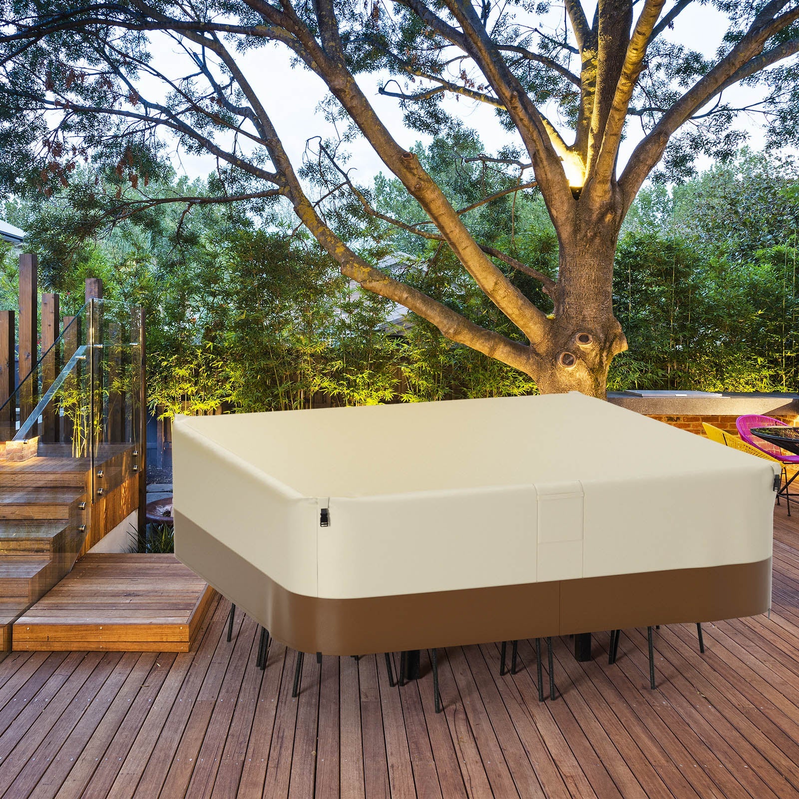 420D Waterproof Square Patio Furniture Cover – Outdoor Table & Chair Protection 249x249x71cm