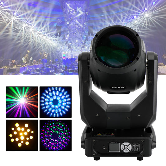 10R 275W Sharpy Beam Moving Head Light with Dual 8+16 Facet Prisms, Frost & Color Wheel, DMX for Stage & DJ