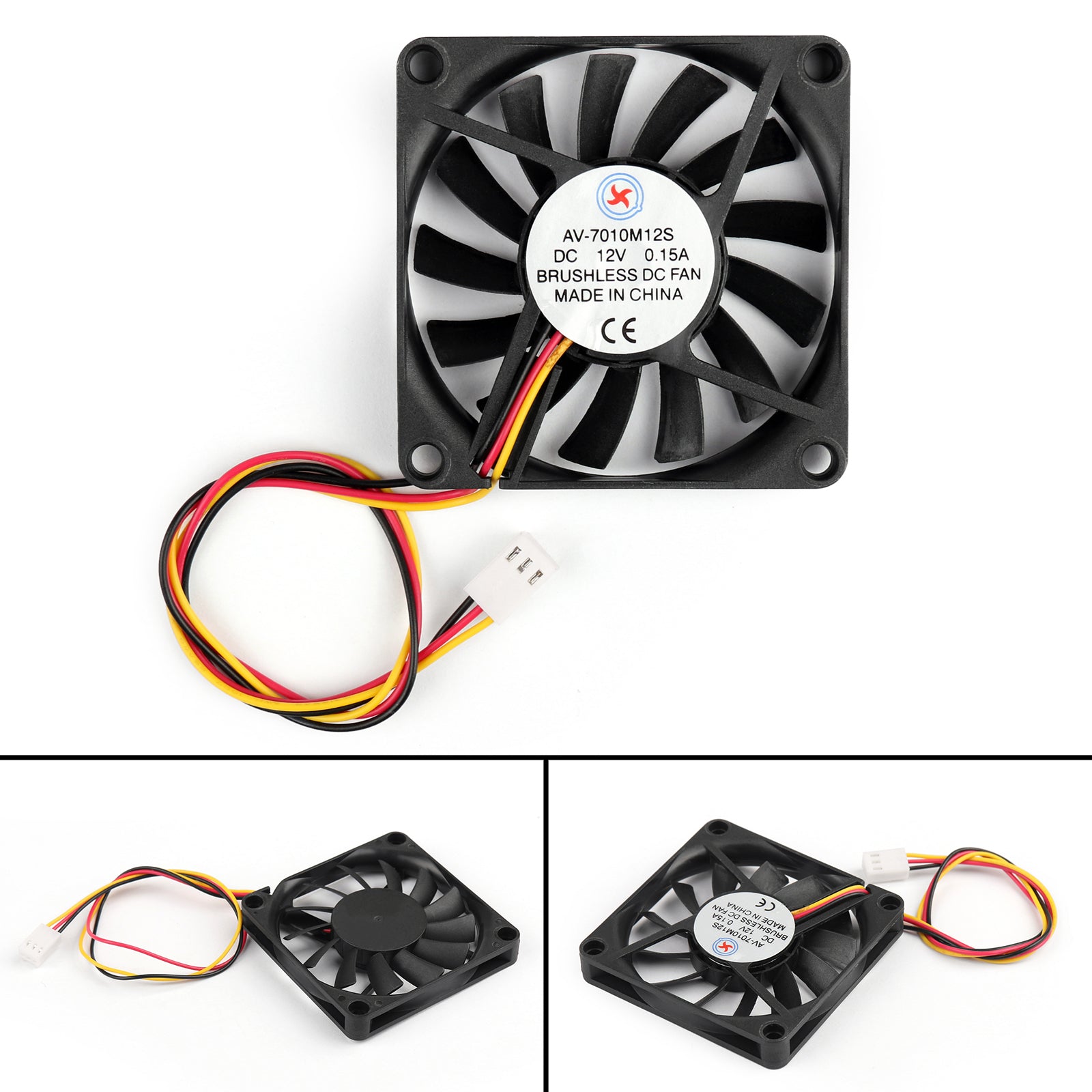 10PCS DC Brushless Cooling PC Computer Fan 12V 7010s 70x70x10mm 0.15A 3 Pin Wire