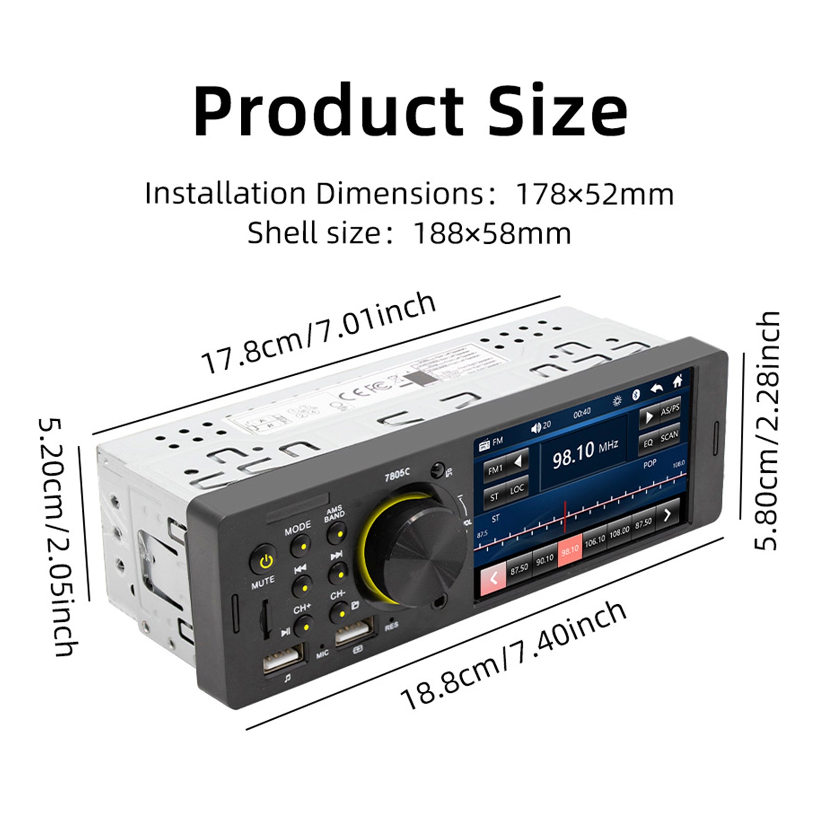 MP5 Car Player 1 Din 4.1 Inch Touch Screen Car Stereo Bluetooth + Backup Camera