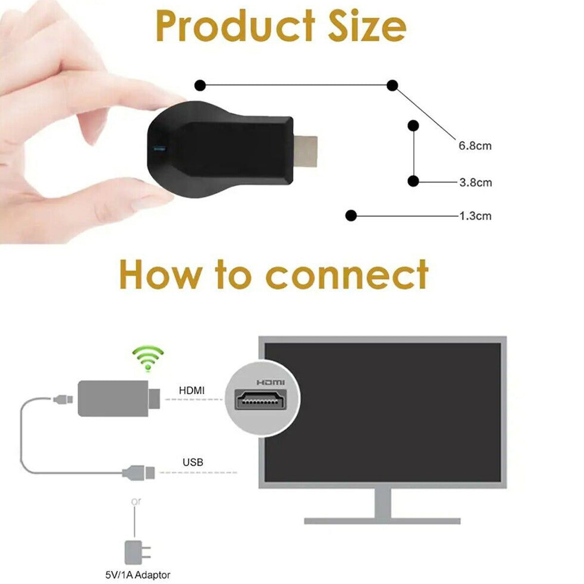 M4 Plus 1080P WiFi Display Dongle, Wireless HDMI Adapter for TV, Supports Airplay & Miracast for iPhone, Android