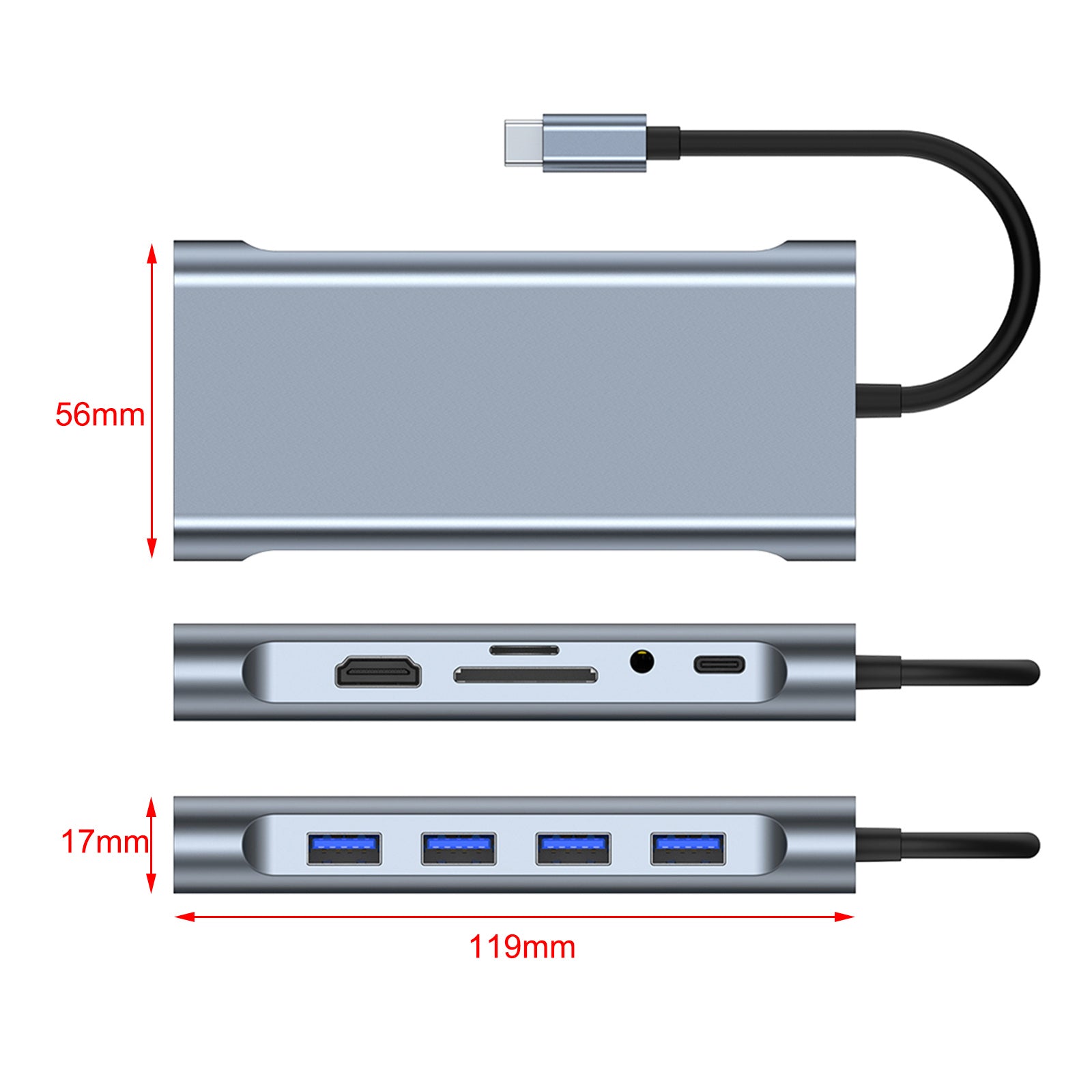 Type-c HUB For PC 11 In 1 Multi Splitter HD Output  Multifunctional USB 3.0 Dock