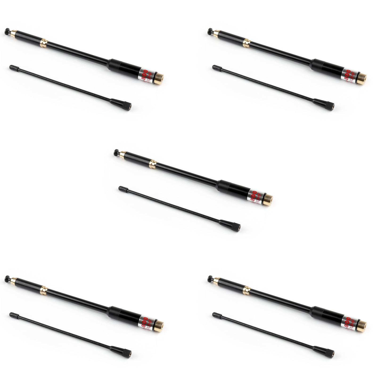 5Pcs AL-800 High Gain Dual Band Extendable Antenna SMA-Male For Icom Yaesu Radio