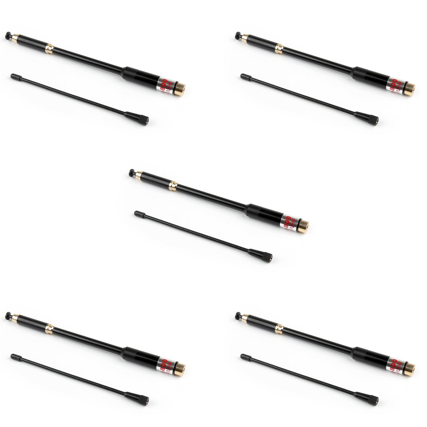 5Pcs AL-800 High Gain Dual Band Extendable Antenna SMA-Male For Icom Yaesu Radio