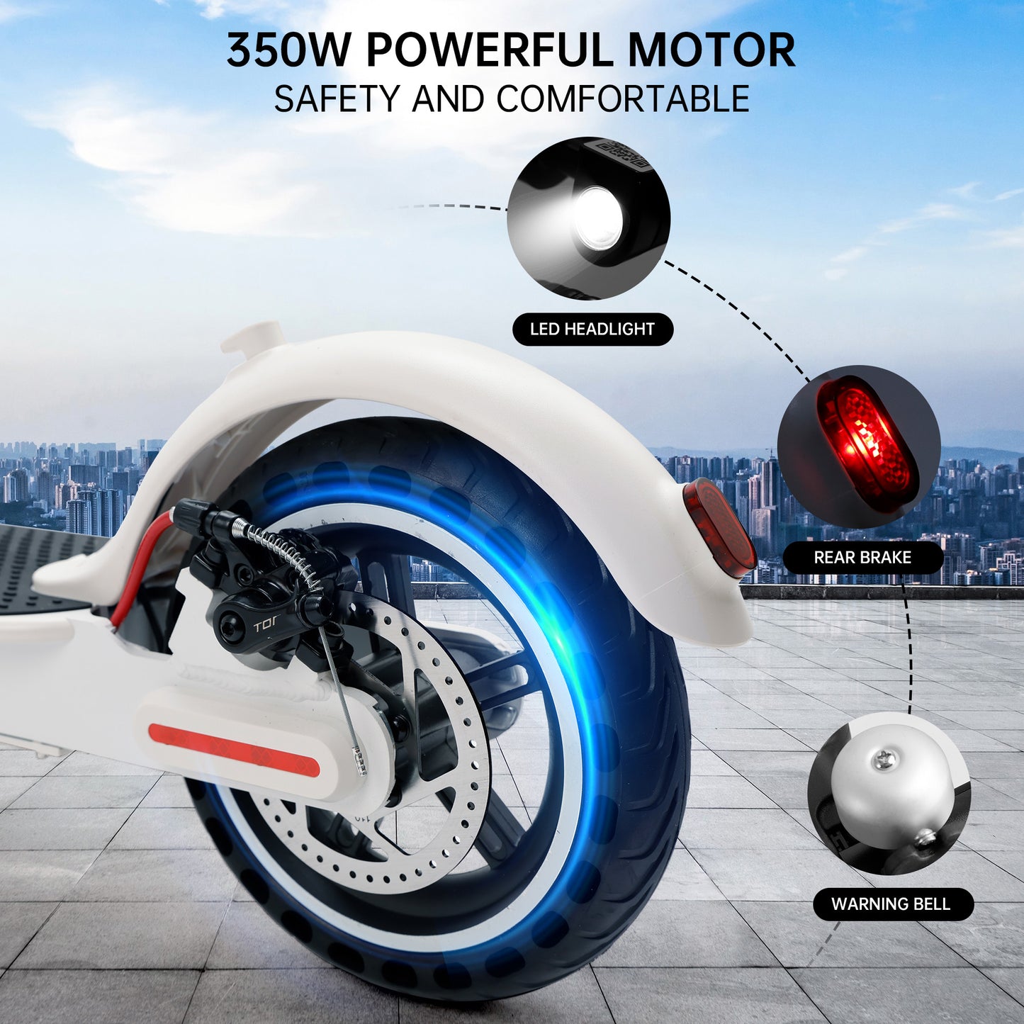 8.5" Folding Electric Scooter With app 350W 35KM Range 30km/h City Commute White (Copy)