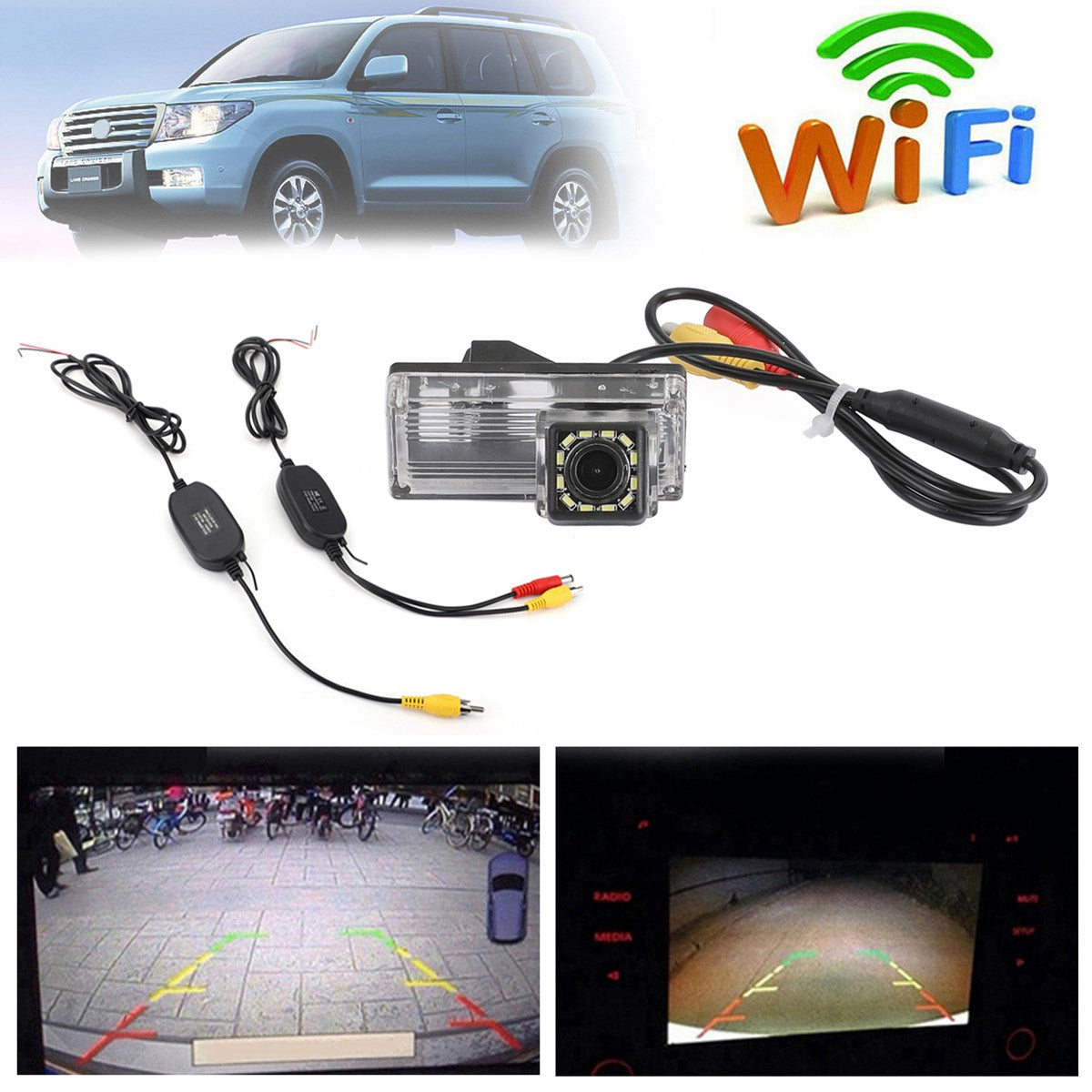 Wifi Car Rear View Wireless Camera 12LED Fit For Toyota Land Cruiser 70 100 200