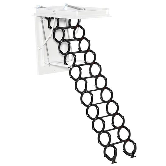 11-Step Folding Attic Ladder for 39.4" x 27.5" Opening, 660 lbs Capacity Pulldown Ceiling Stairs, up to 9.84ft Floor Height (Upgraded)