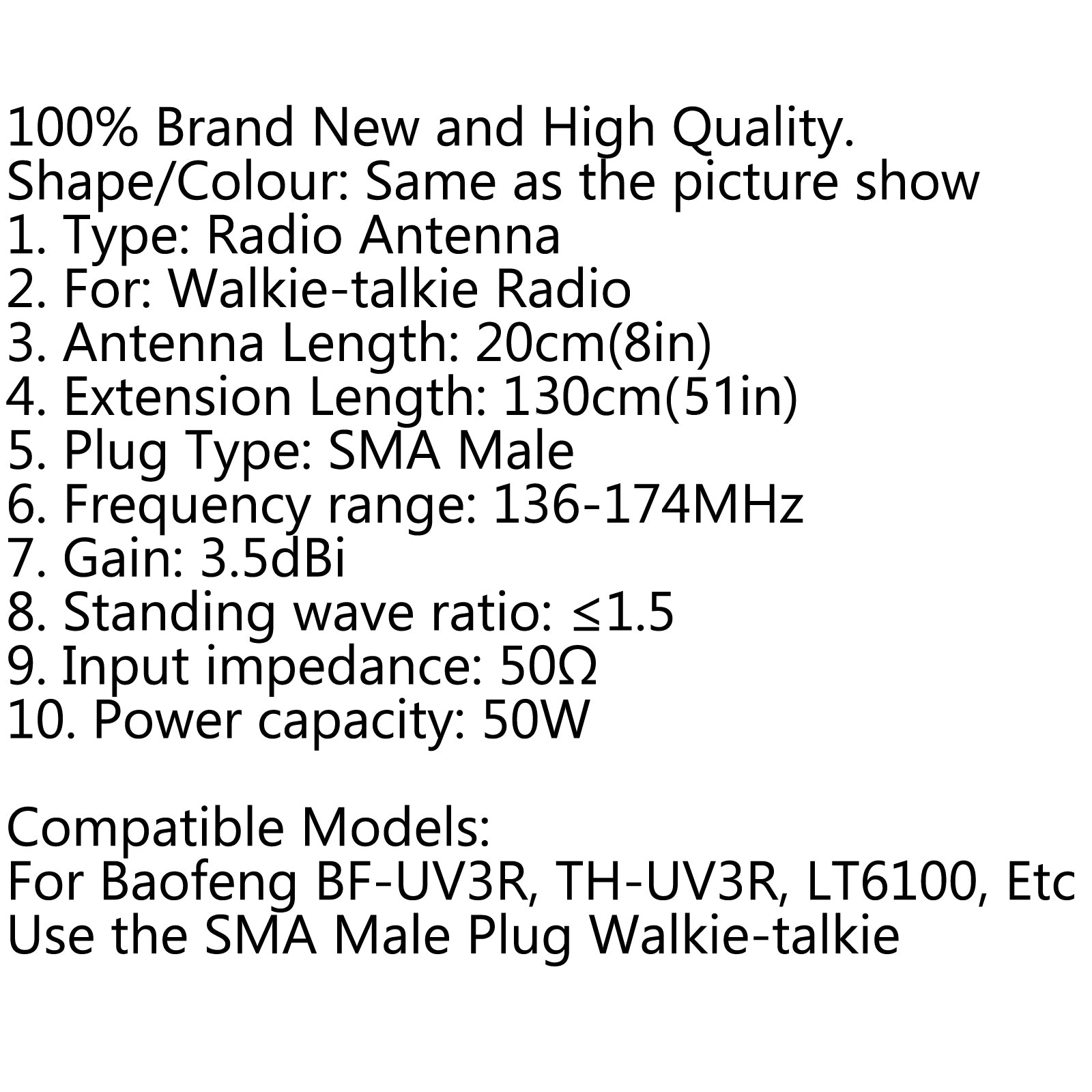 Collapsible 8-45" Telescopic Antenna SMA Male FM Radio VHF 136-174MHZ 20-130cm
