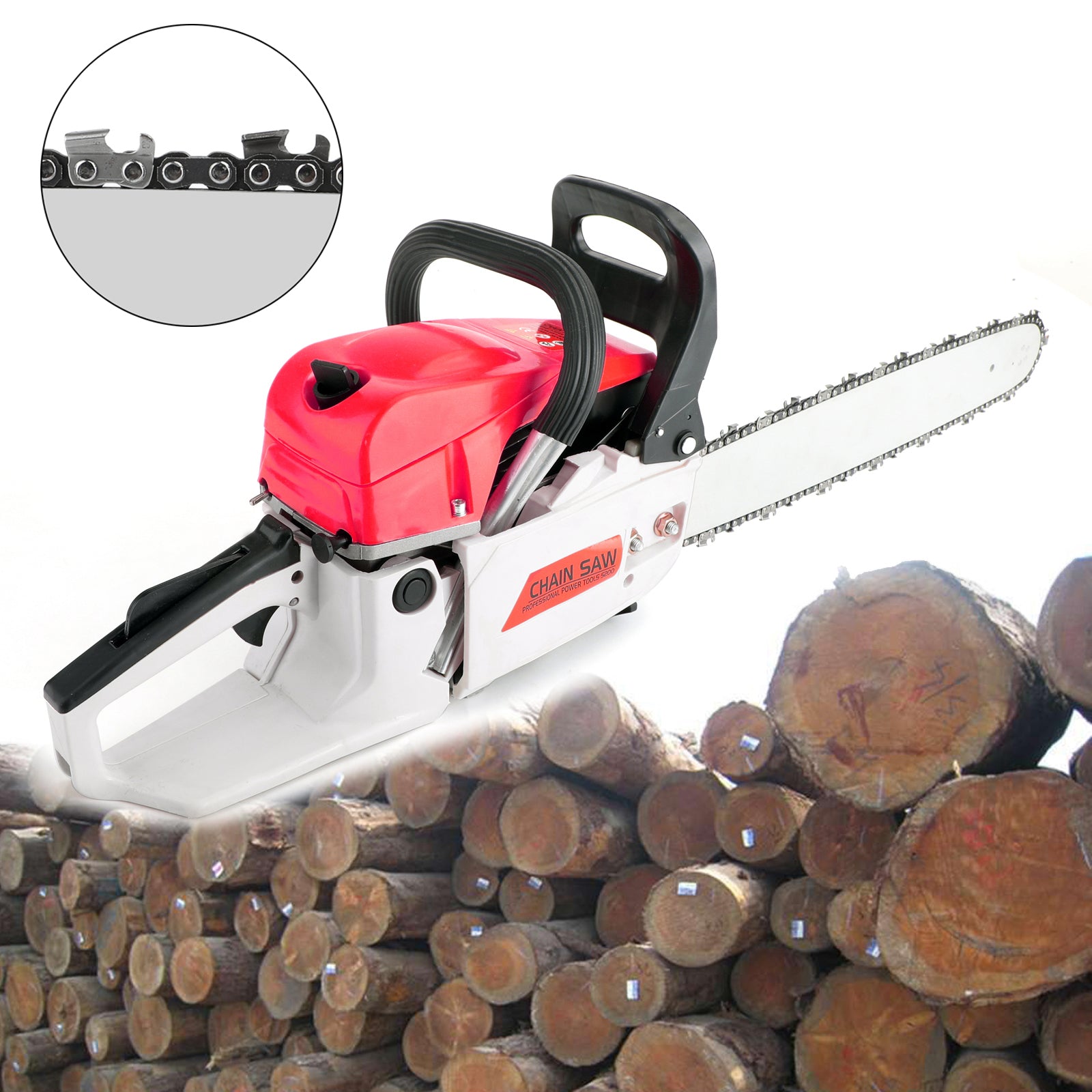 62cc Chain Saw 22'' Bar Powered Engine 2 Cycle Gasoline Chainsaw Black for Sale