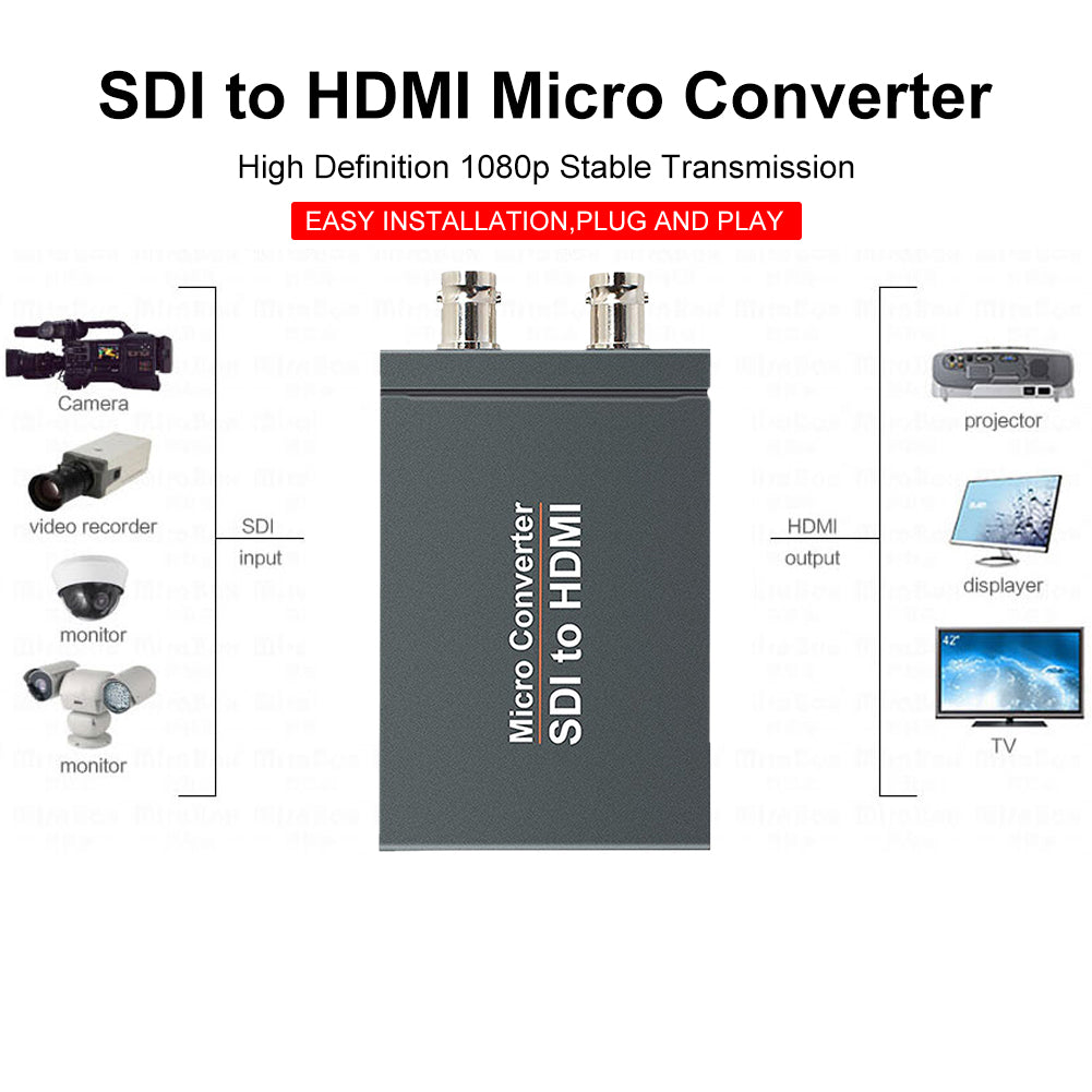 2PCS 1 SDI In to 2 HDMI + SDI Out Mini HD Video Micro Converter Audio Switcher