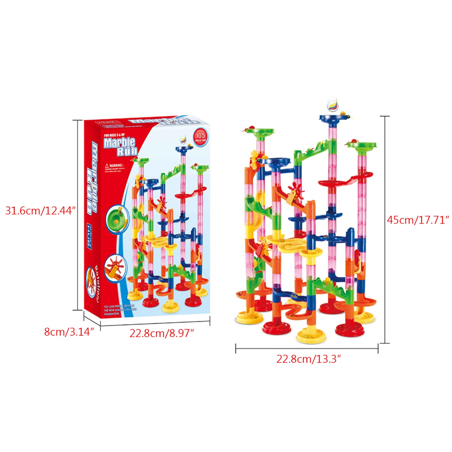 105pcs Kids Marble Run Race Set Railway Building Blocks Construction Track Toy (Copy)