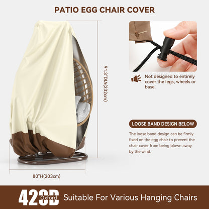 Patio Egg Chair Cover For Hanging Outdoor Double Wicker Egg Swing Covers Waterproof 232X203cm
