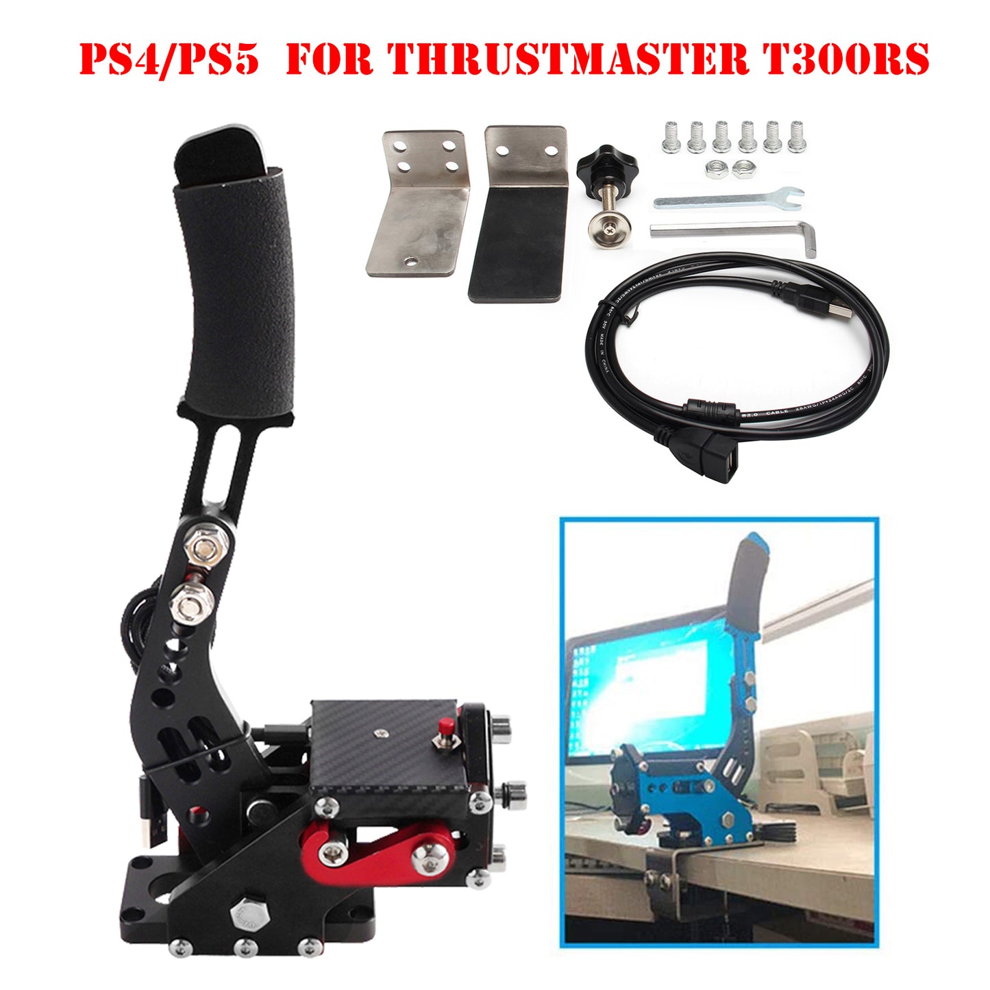 14Bit PS4/PS5 USB3.0 Handbrake Kits for Racing Games Steering Wheel Stand T300RS