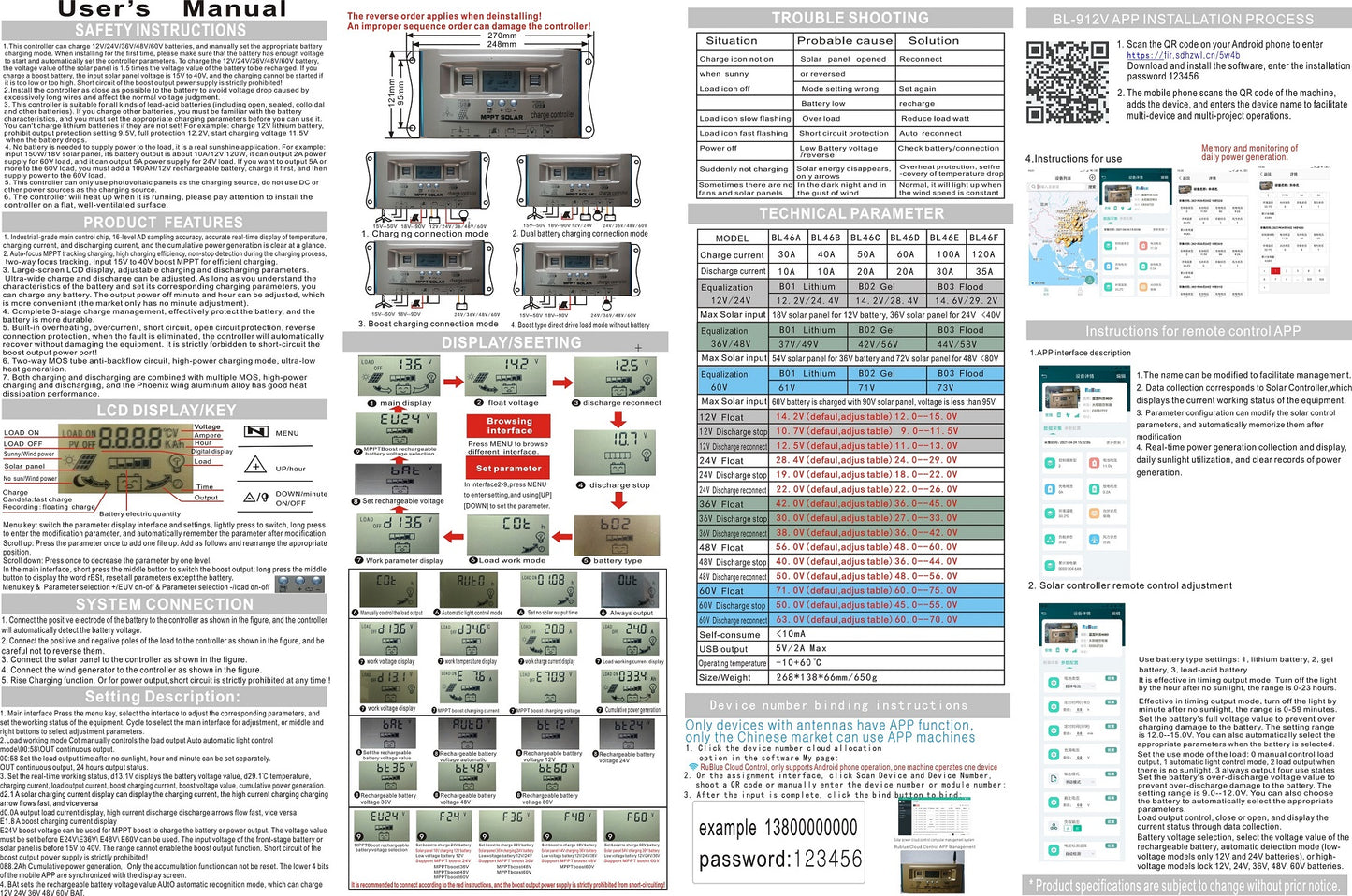 100A MPPT Wind Solar Hybrid Charge Controller, 12V 24V 36V 48V 60V Auto Regulator for Lead-Acid & Lithium Batteries
