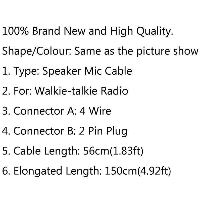 Wire pin 4 Speaker 2 Mic Line Cable for Baofeng UV5R Kenwood TK370