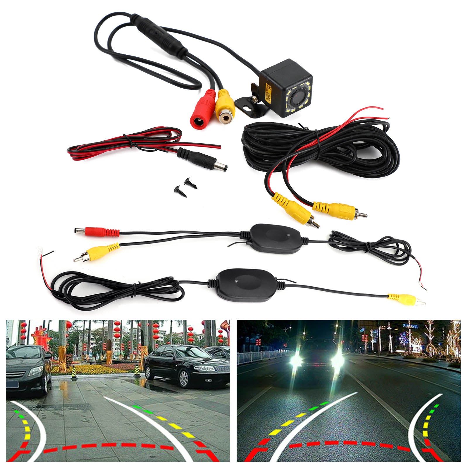 Wireless 12Led Dynamic Trajectory Parking Line Reverse Backup Camera Night View